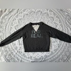 Express graphic cutout crew neck